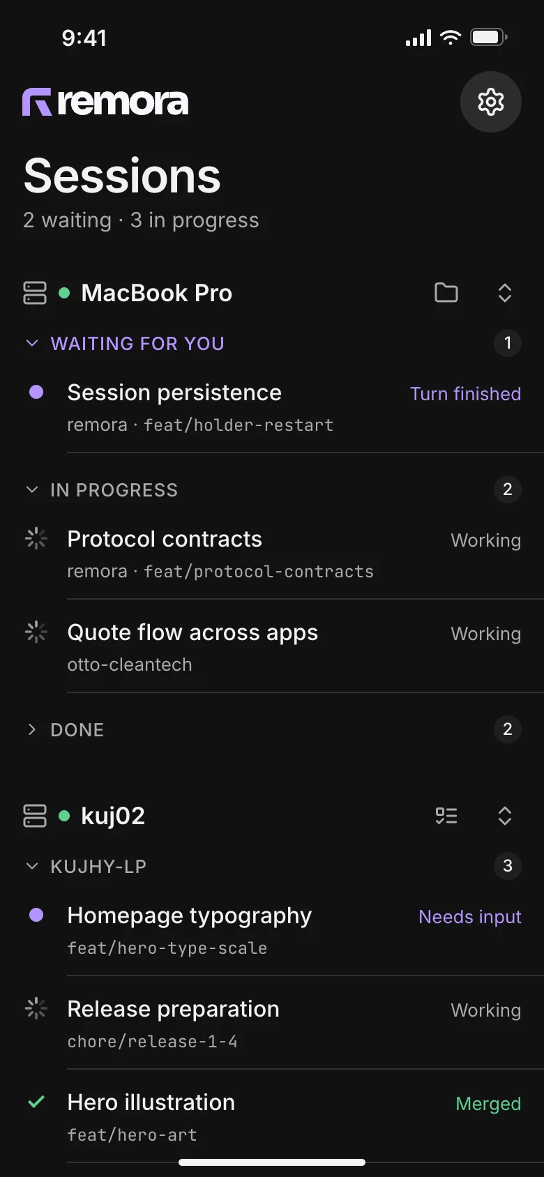 Remora on iPhone: Homepage typography is waiting for you.